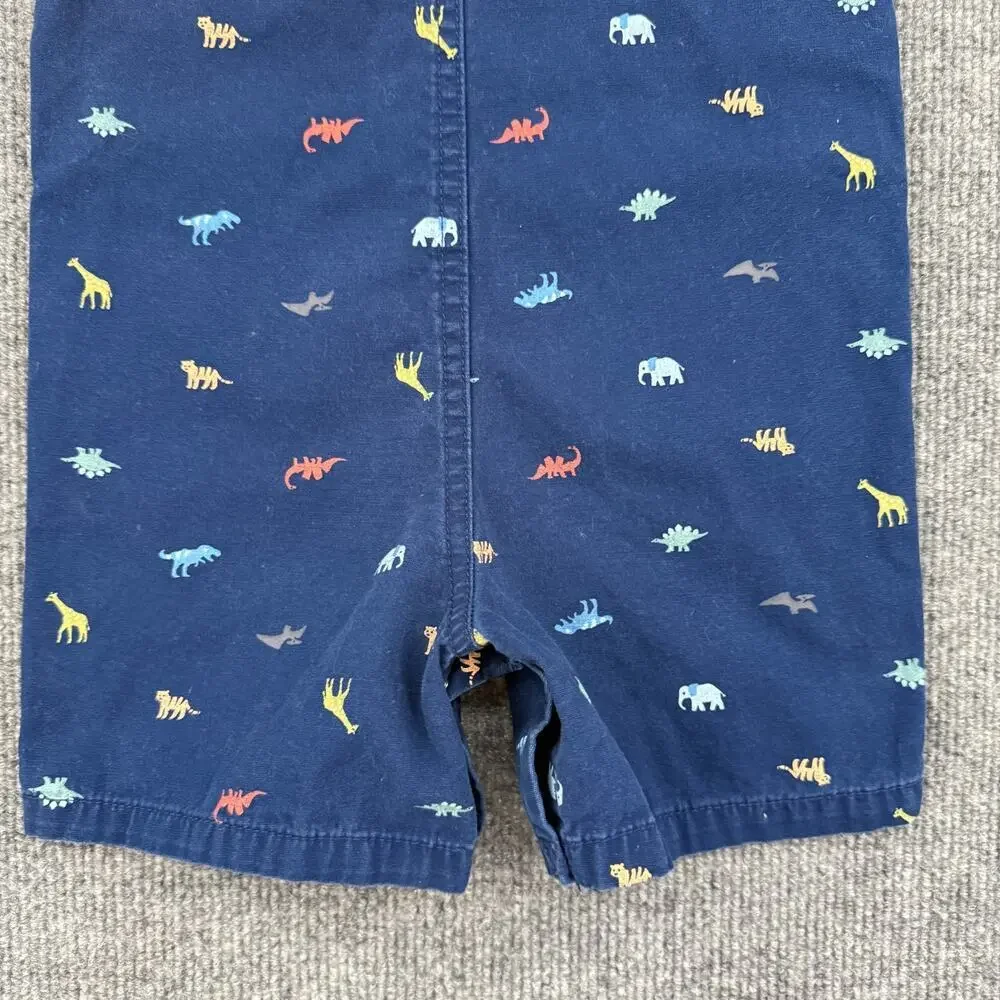 Carters Baby Boys Dinosaur Print Shortalls Size 18 Months Navy Overalls Romper